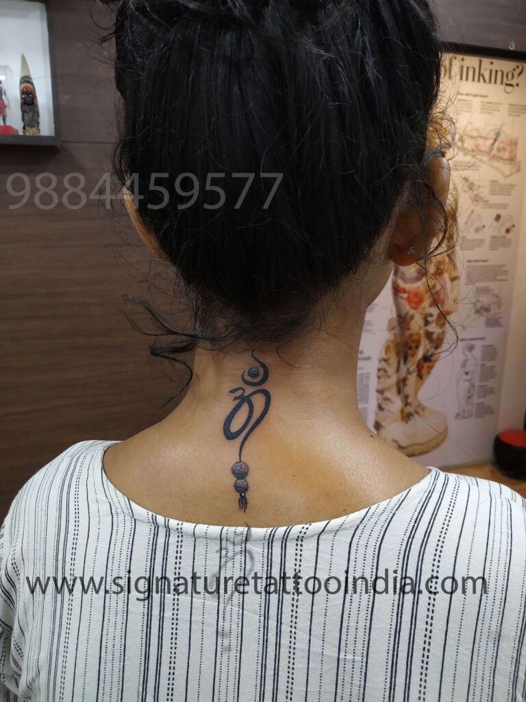 om tattoo on neck