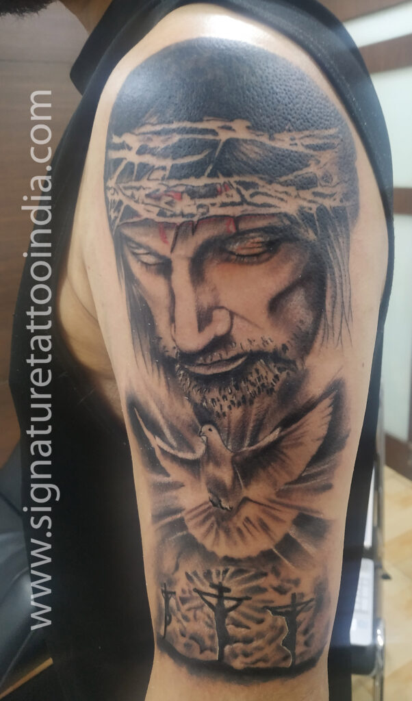 jesus with dove tattoo