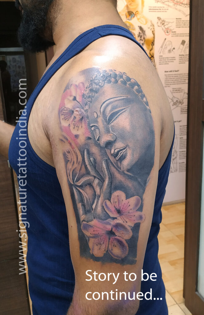 buddha tattoo half sleeve